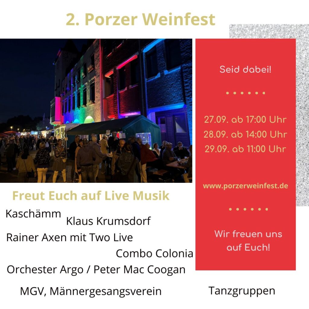 2. Porzer Weinfest - Ankündigung der Interpreten.