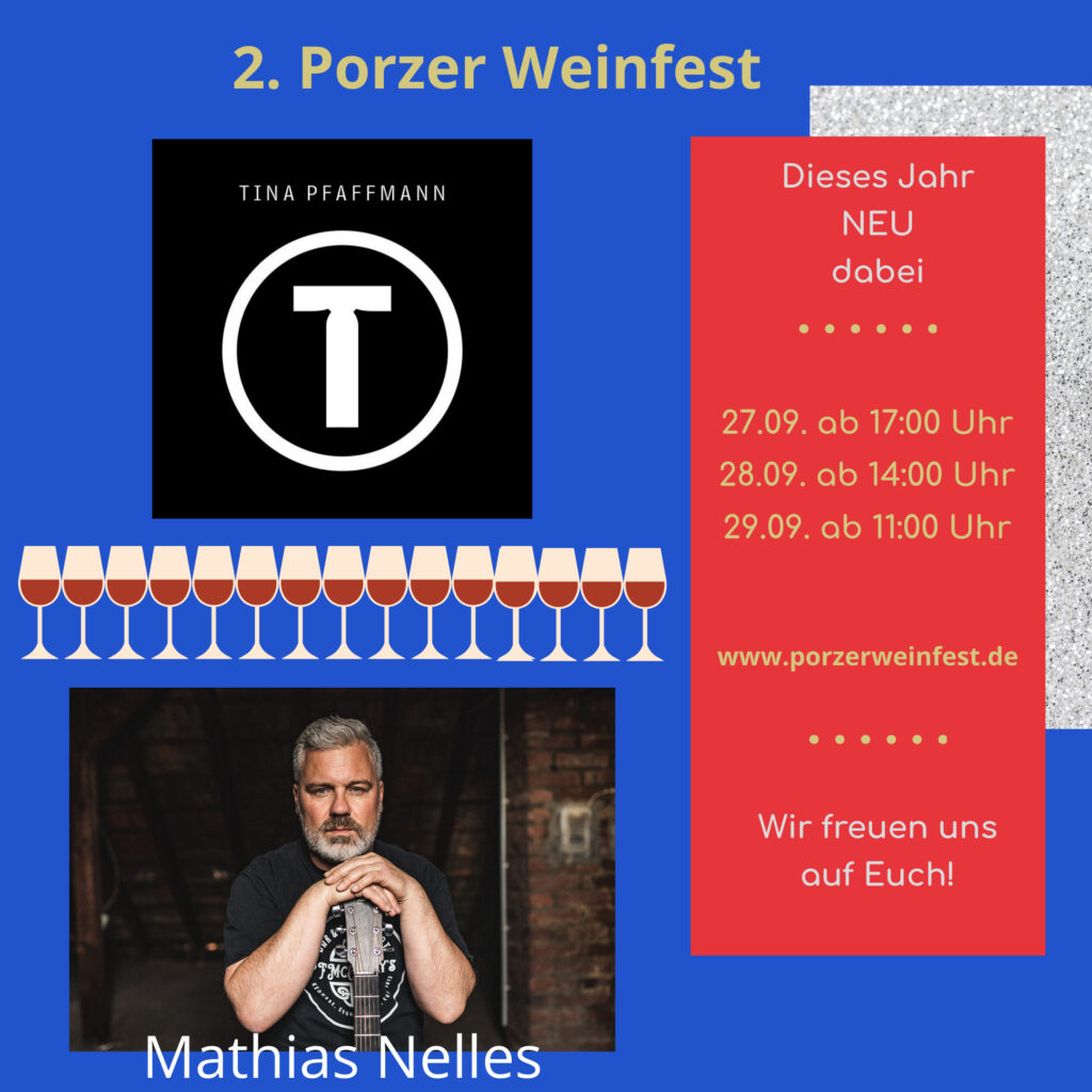 Ankündigung 2. Porzer Weinfest.
